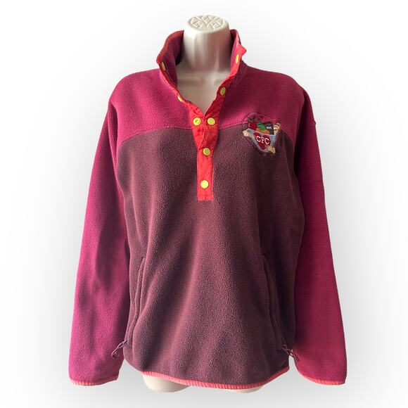 Burton Snap Collar Color Block Fleece Pullover Size M, Maroon Red - Picture 3 of 12